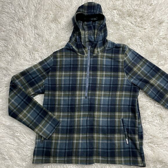 oneill hoodie Men’s XL Green Plaid Fleece Thin Pullover - Picture 1 of 3
